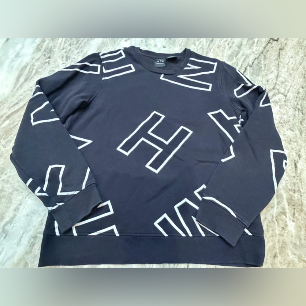 Armani Exchange A|X Black Logo Graphic Crewneck Sweatshirt Medium